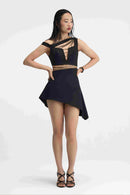 Rebel Grace Black Asymmetrical Dress Close-Up Detail