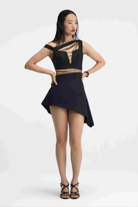 Rebel Grace Black Asymmetrical Dress Close-Up Detail