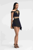 Rebel Grace Black Asymmetrical Dress Left Side View