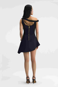 Rebel Grace Black Asymmetrical Dress Back View