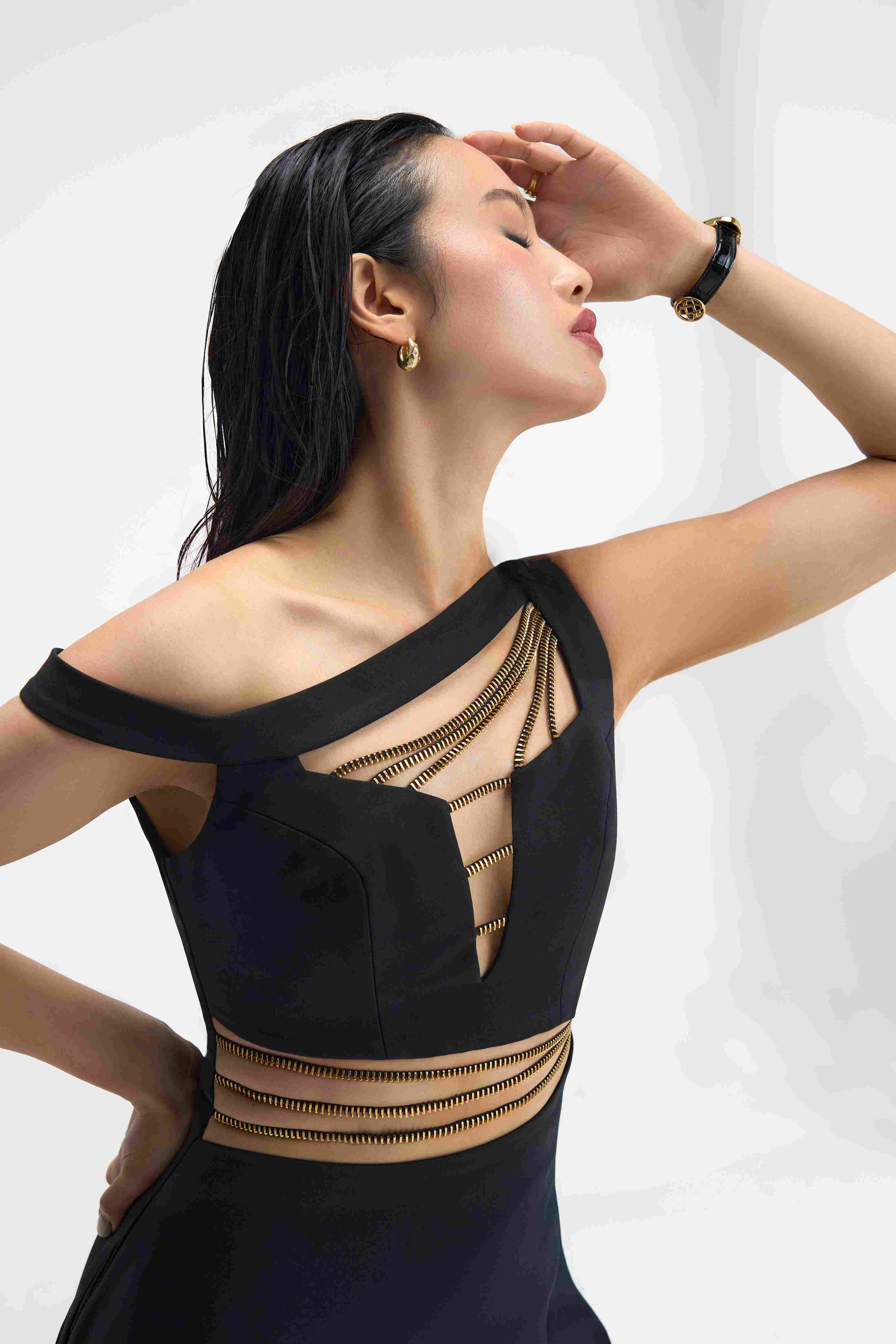 Rebel Grace Black Asymmetrical Dress Full-Length Look