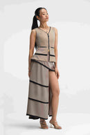 Syna Set Taupe Two-Piece Outfit Close-Up Detail