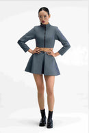 Arche Type Grey Cropped Jacket Set Front View