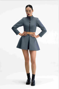 Arche Type Grey Cropped Jacket Set Front View
