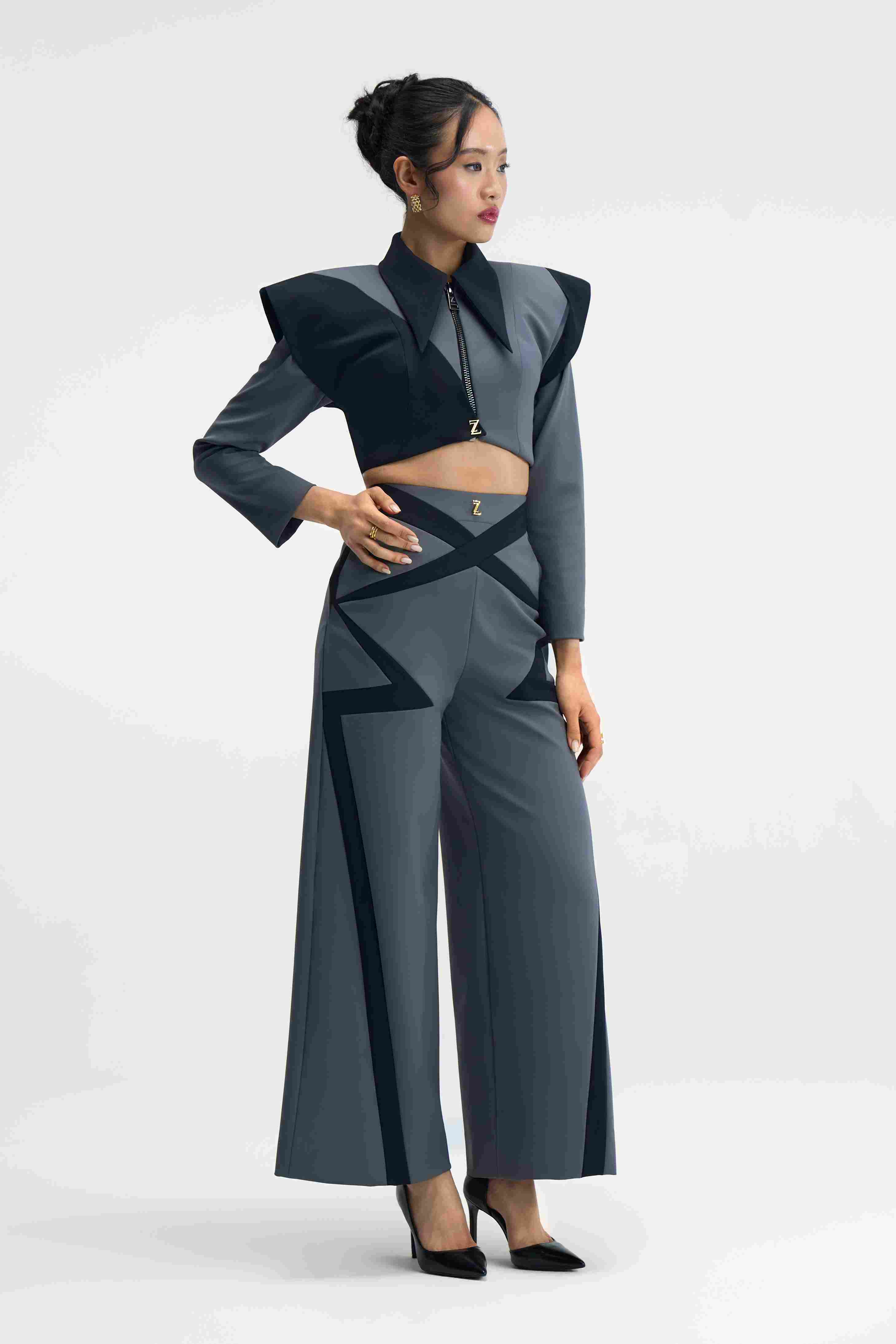 Axion Suit Grey Power Suit Close-Up Detail