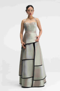 Mirelle Silver Halter Skirt Set Front View