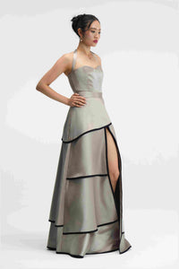 Mirelle Silver Halter Skirt Set Left Side View