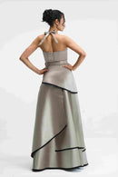 Mirelle Silver Halter Skirt Set Back View