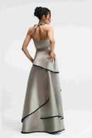 Mirelle Silver Halter Skirt Set Close-Up Detail