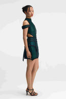 Viria Ensemble Dark Green Structured Dress Left Side View