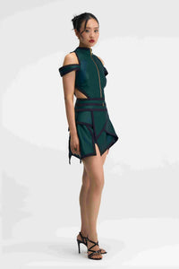 Viria Ensemble Dark Green Structured Dress Right Side View