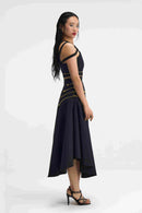Eclipsera Set Black Crisscross Top & Midi Skirt Left Side View