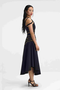 Eclipsera Set Black Crisscross Top & Midi Skirt Left Side View
