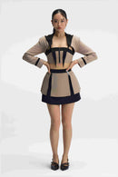 Zenith Set Taupe Bustier & Skirt Set Front View